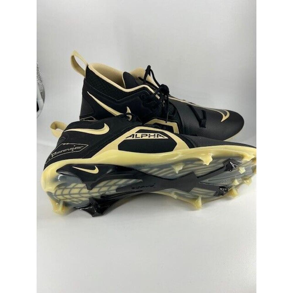 Nike Alpha Menace Pro 3 Black/Gold Football Cleats DM1788-002 Size 18 - Picture 4 of 9